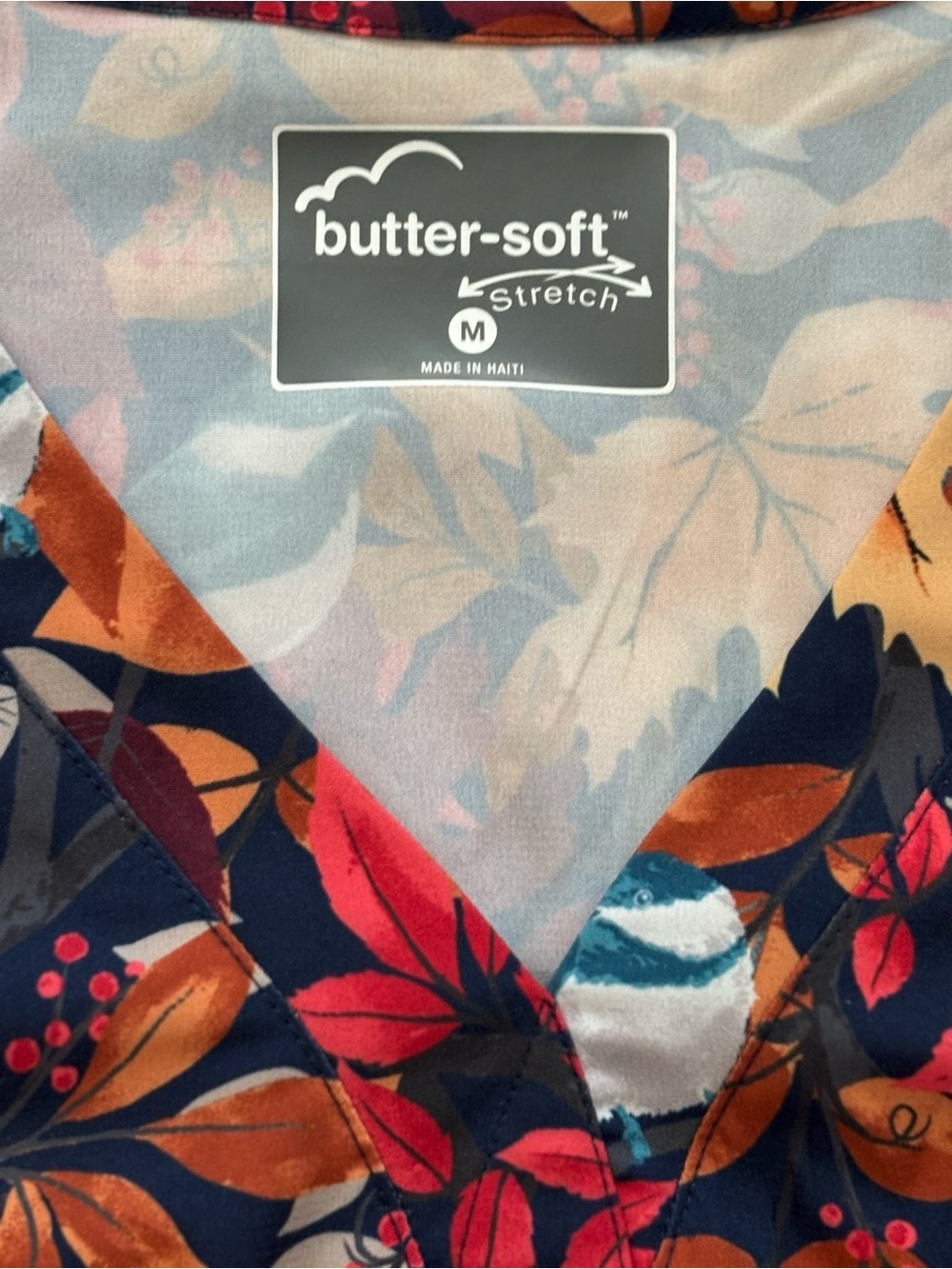 Butter-Soft Stretch Fall Printed Scrub Top- Set Of Three Tops - Picture 8 of 16